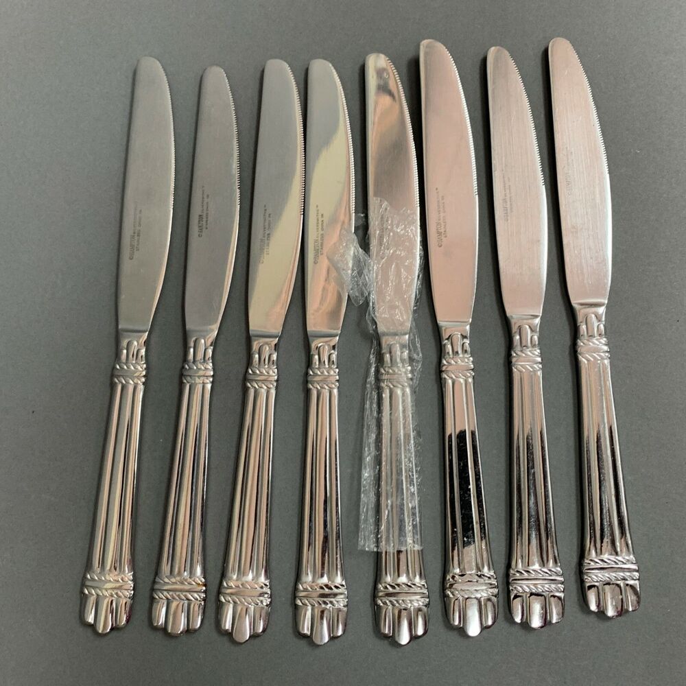 Hampton‎ Silversmiths Livorno Knives Stainless Flatware Bands Lot of 8